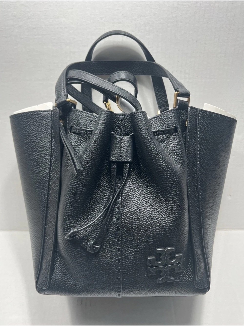 Tory Burch McGraw Dragonfly Drawstring Bag Crossbody In Black